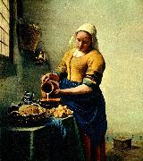 Jan Vermeer mjolkpigan oil painting